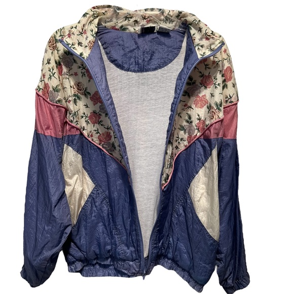 Vintage 90s Bolo Spirit Lavender Flowers Windbreaker Jacket Size Large - Picture 2 of 14